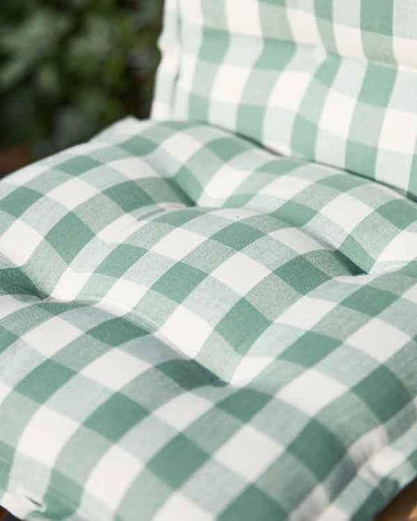 Dibor Set Of 2 Green Gingham Garden Seat Pads