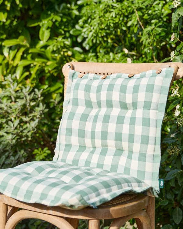 dibor Set of 2 Green Gingham Garden Seat Pads