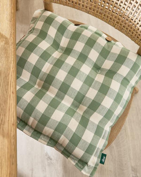 Dibor Set Of 2 Green Gingham Indoor Seat Pads