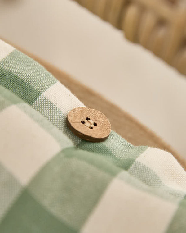 Dibor Set Of 2 Green Gingham Indoor Seat Pads