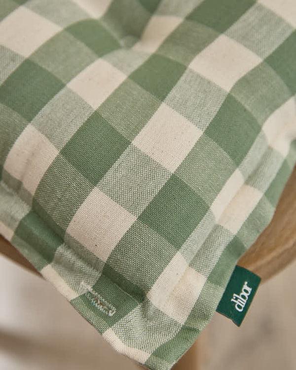 Dibor Set Of 2 Green Gingham Indoor Seat Pads
