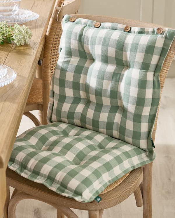 dibor Set of 2 Green Gingham Indoor Seat Pads