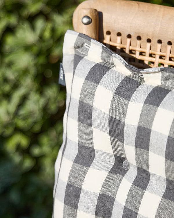 Dibor Set Of 2 Grey Gingham Garden Seat Pads