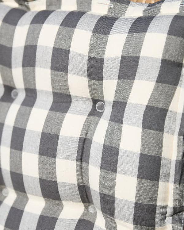 Dibor Set Of 2 Grey Gingham Garden Seat Pads