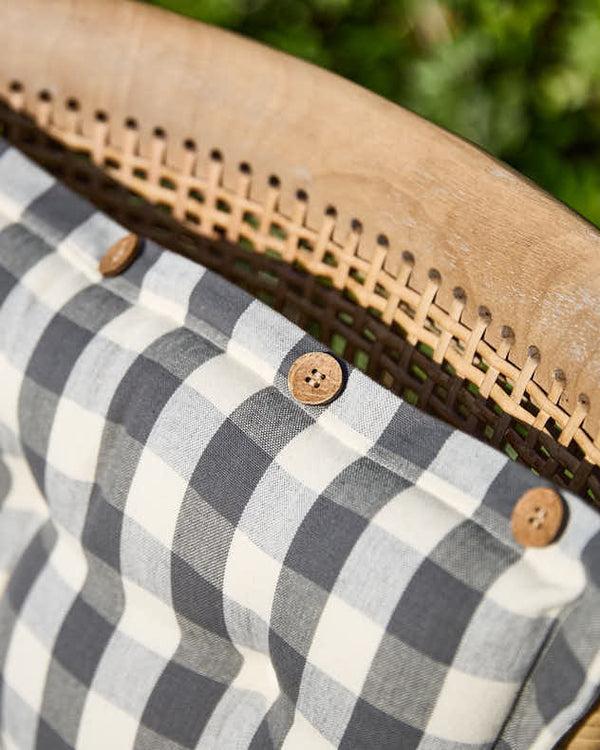 Dibor Set Of 2 Grey Gingham Garden Seat Pads