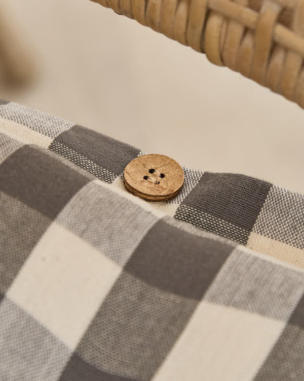 Dibor Set Of 2 Grey Gingham Indoor Seat Pads