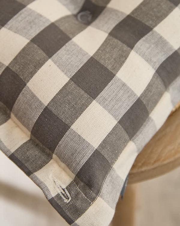 Dibor Set Of 2 Grey Gingham Indoor Seat Pads