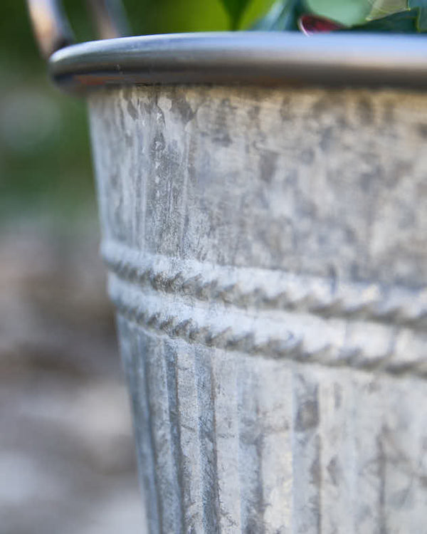 Dibor Set Of 2 Grey Metal Bucket Planters