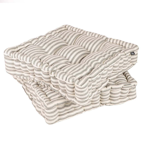 Dibor Set Of 2 Grey Stripe Cushion Seat Pads
