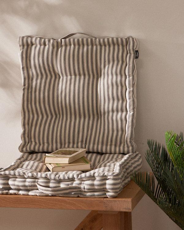 dibor Set of 2 Grey Stripe Cushion Seat Pads