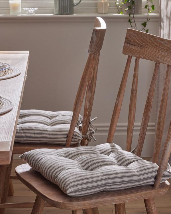 Dibor Set Of 2 Grey Stripe Seat Pads