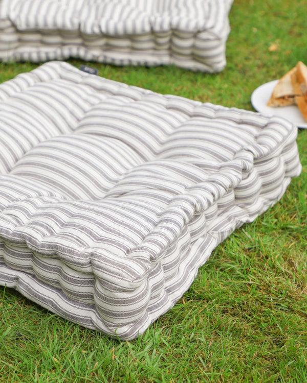Dibor Set Of 2 Grey Striped Mattress Cushions