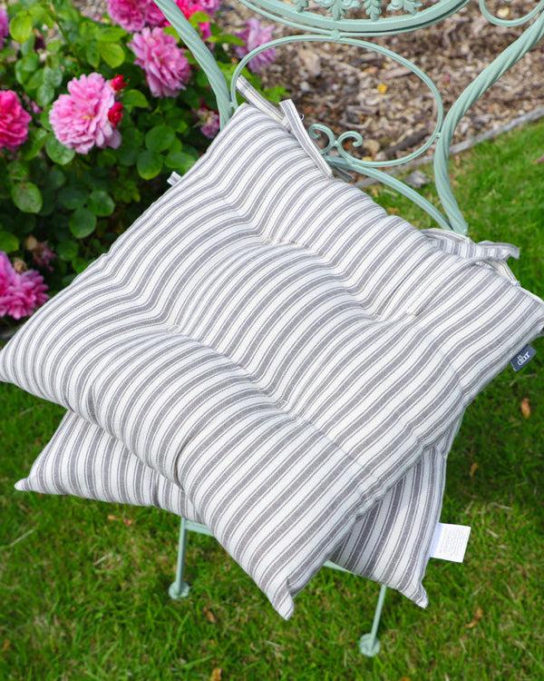 Dibor Set Of 2 Grey Striped Seat Pads