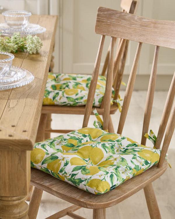 dibor Set Of 2 Lemon Patterned Indoor Seat Pads