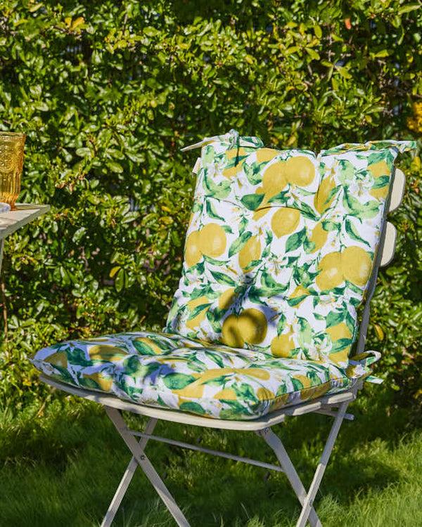 dibor Set Of 2 Lemon Patterned Outdoor Seat Pads