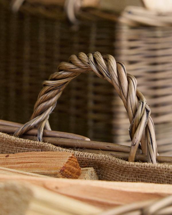 Dibor Set Of 2 Lined Wicker Log Baskets