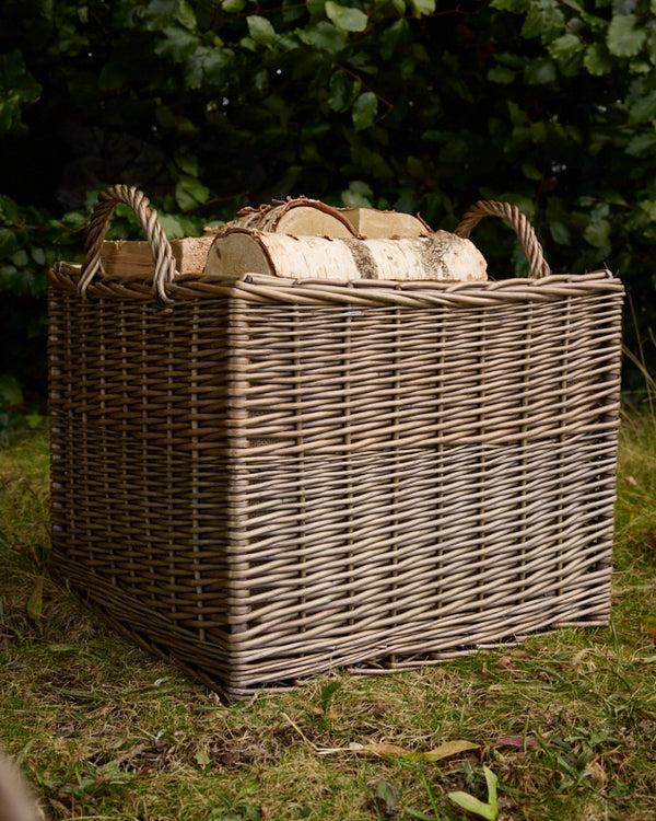 Dibor Set Of 2 Lined Wicker Log Baskets