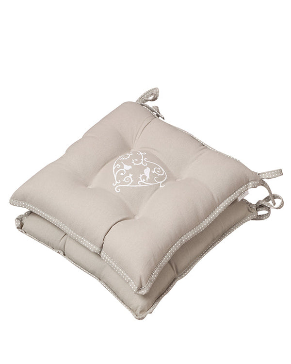 Dibor Set Of 2 Love Birds Grey Seat Pads