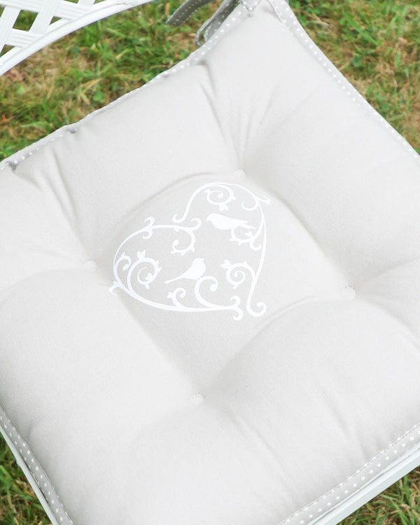 Dibor Set Of 2 Love Birds Grey Seat Pads