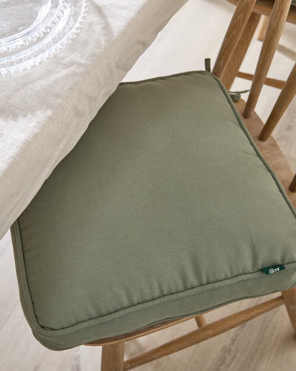 Dibor Set Of 2 Olive Green Indoor Seat Cushions