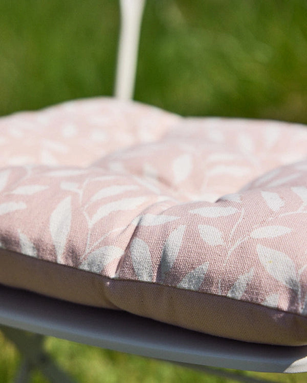dibor Set of 2 Pink Leaf Cotton Seat Pads