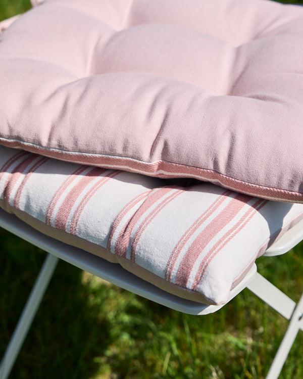Dibor Set Of 2 Pink Stripe Cotton Seat Pads