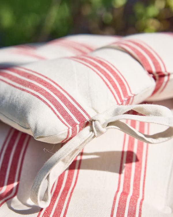 Dibor Set Of 2 Red Striped Seat Pads