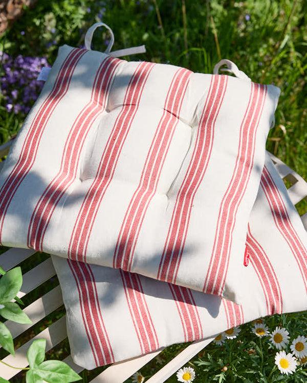dibor Set of 2 Red Striped Seat Pads