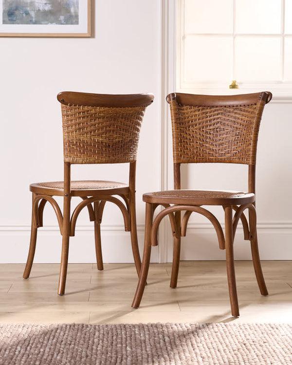 dibor Set of 2 Thonet Wicker Dining Chairs