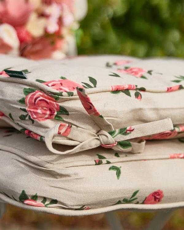 Dibor Set Of 2 Vintage Rose Garden Seat Cushions