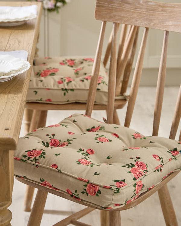 dibor Set of 2 Vintage Rose Indoor Seat Cushions