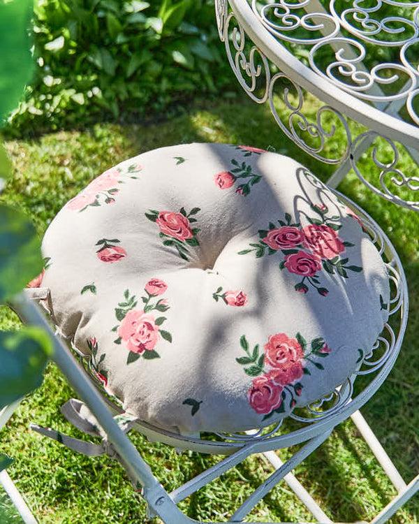 Dibor Set Of 2 Vintage Rose Round Garden Seat Pads