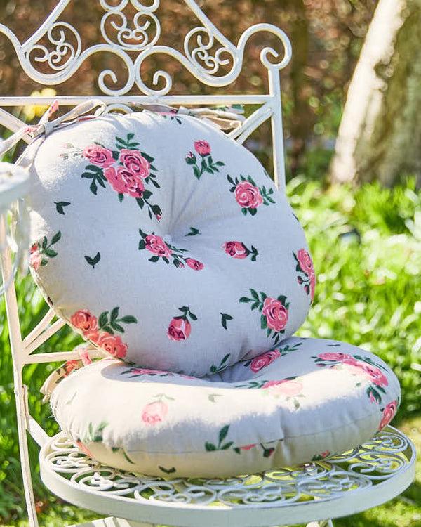 dibor Set of 2 Vintage Rose Round Garden Seat Pads