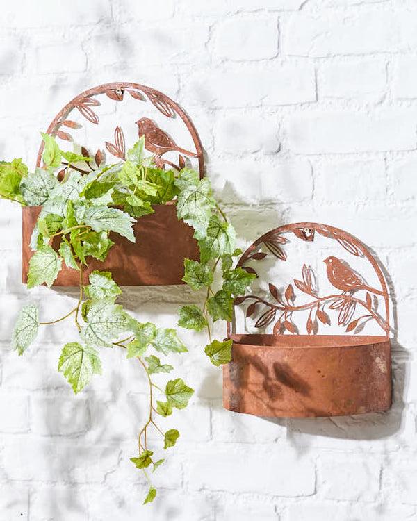 dibor Set of 2 Woodland Bird Wall Planters