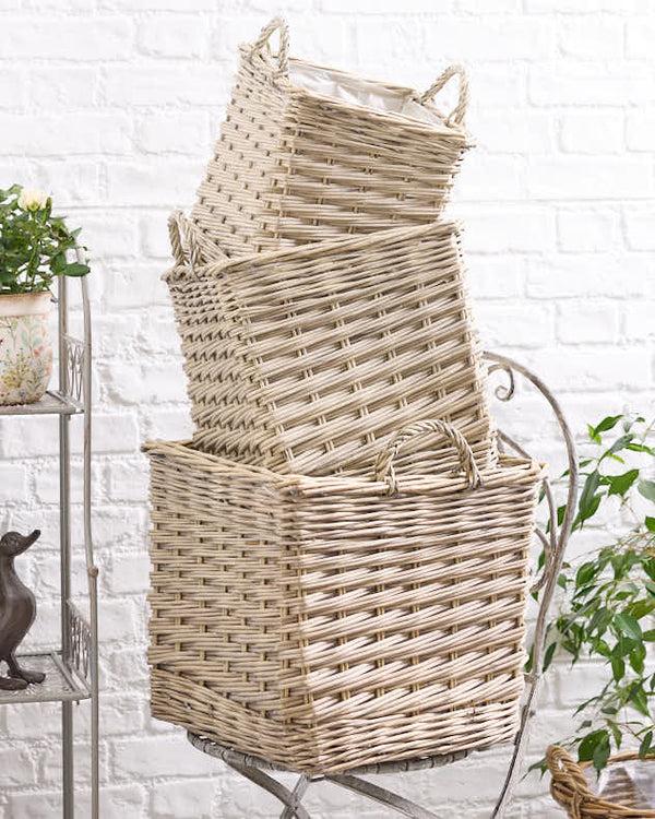Dibor Set Of 3 Basket Planters With Handles