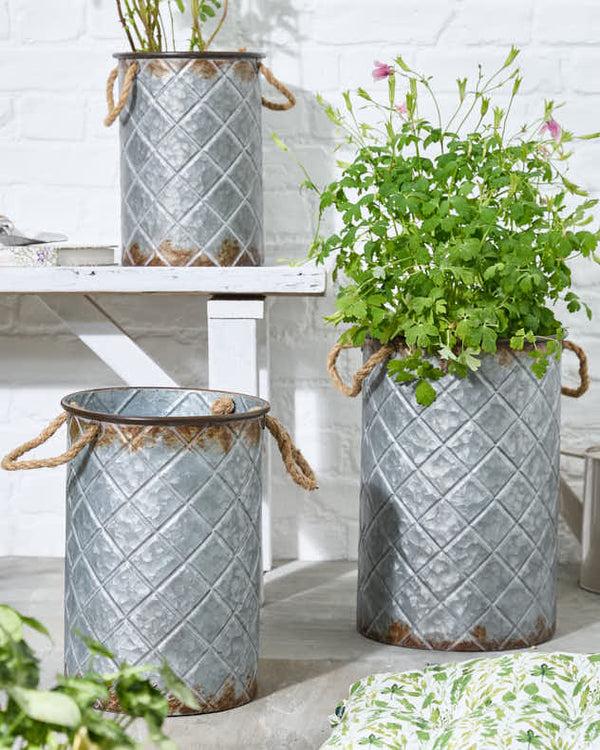 dibor Set of 3 Diamond Bucket Planters