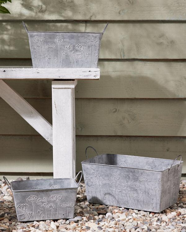 Dibor Set Of 3 Floral Embossed Planters