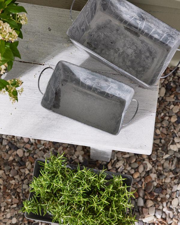 Dibor Set Of 3 Floral Embossed Planters