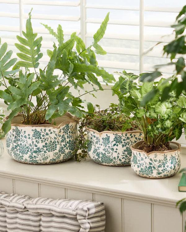 dibor Set of 3 Floral Field Ceramic Planters