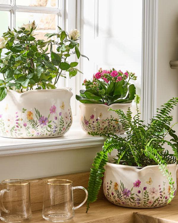 dibor Set of 3 Floral Print Jardinière Pots