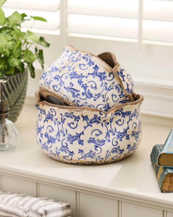 Dibor Set Of 3 Florence Indoor Planters Blue