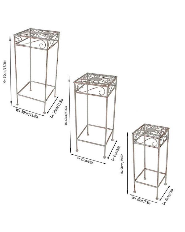 Dibor Set Of 3 Iron Plant Stand Tables