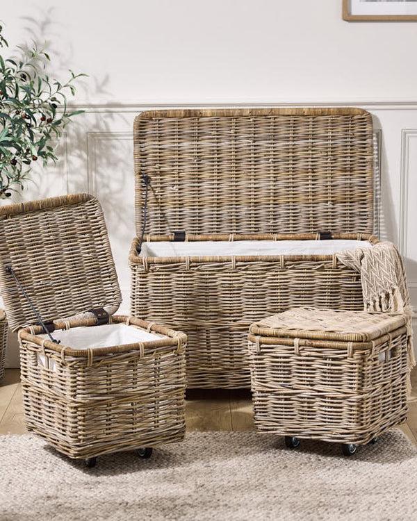dibor Set of 3 Lined Baskets with Wheels