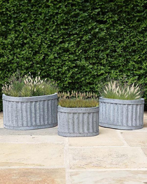 dibor Set of 3 Oval Ribbed Planter Tubs