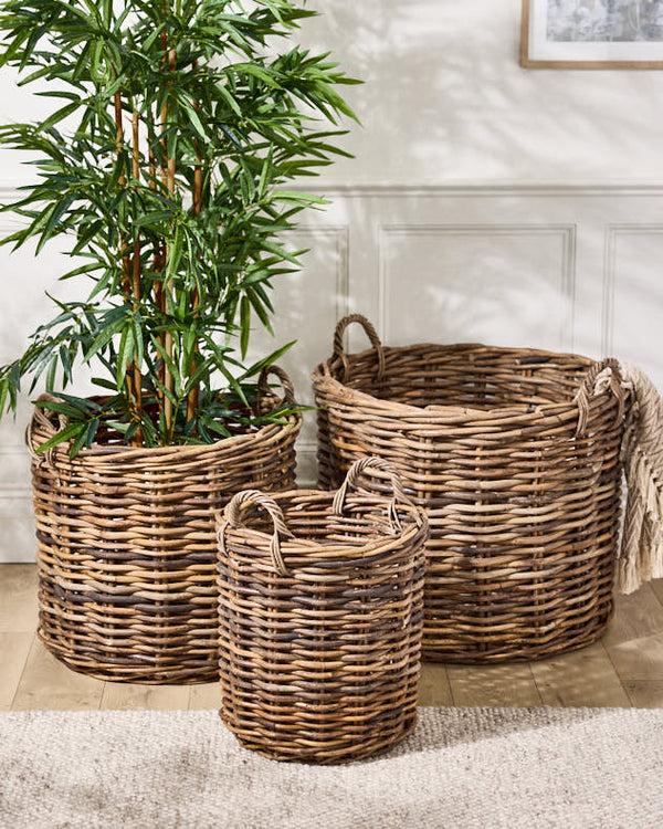 dibor Set of 3 Round Baskets with Handles