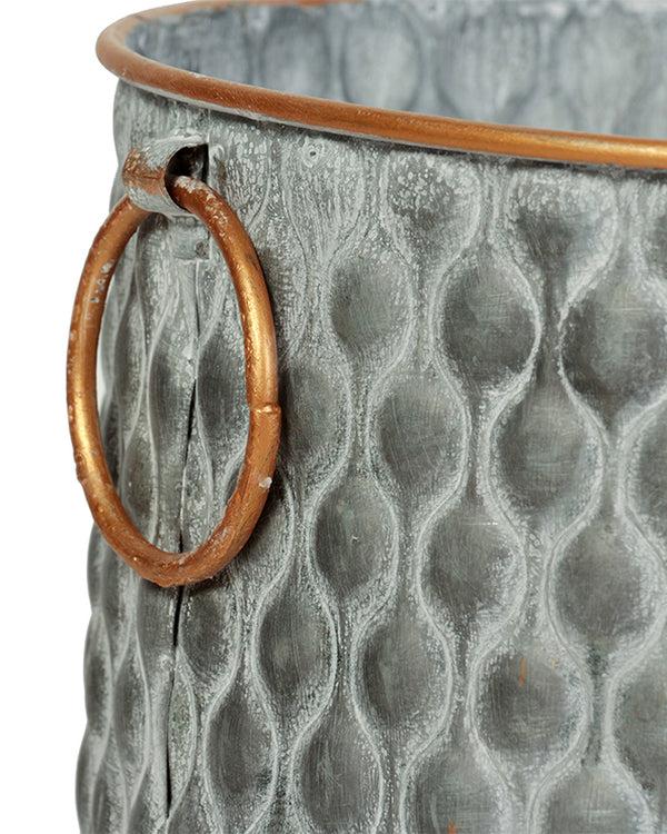 Dibor Set Of 3 Textured Metal Tub Planters