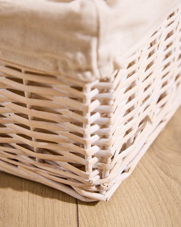 Dibor Set Of 3 White Wicker Storage Baskets