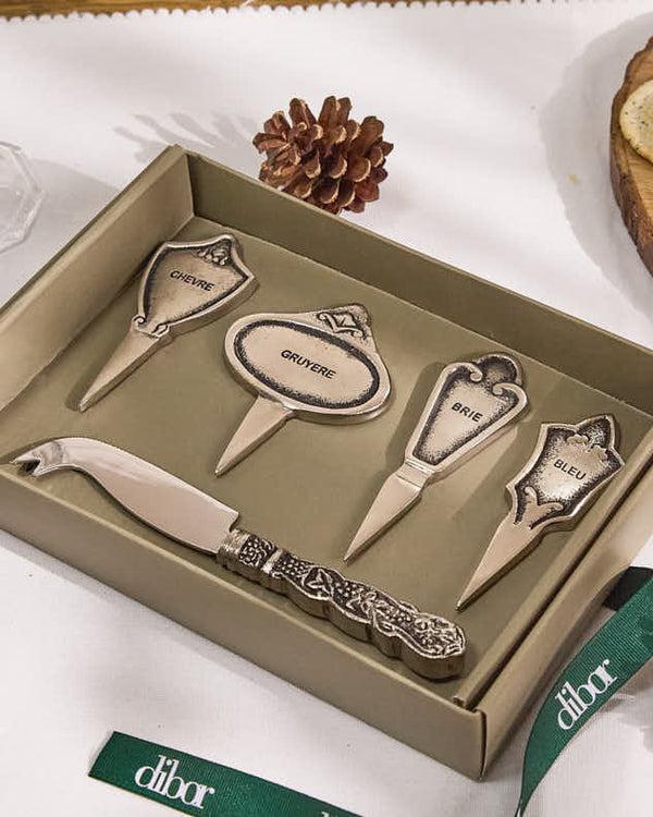 Dibor Set Of 4 Cheese Markers & Knife