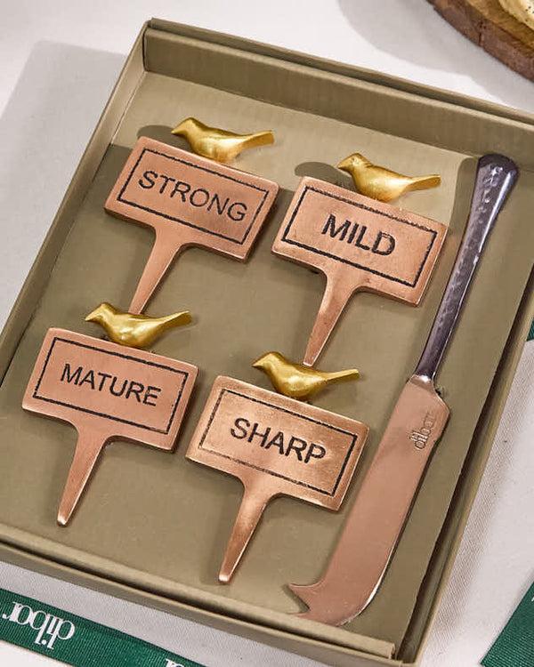 Dibor Set Of 4 Cheese Markers & Knife