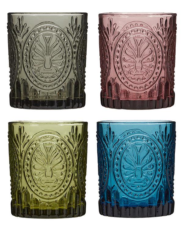 Dibor Set Of 4 Coloured Glass Tea Light Holders